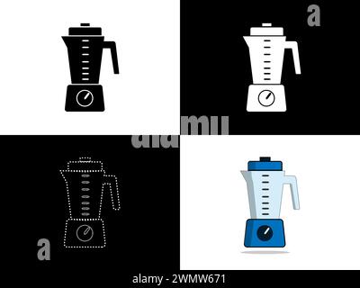 Art illustration design icon logo with silhouette concept symbol of blender Stock Vector
