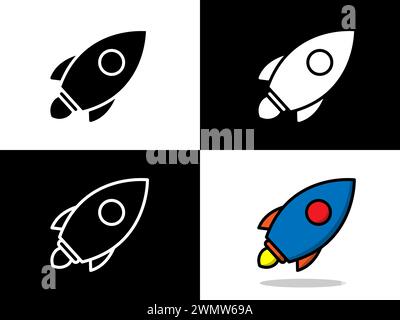Art illustration design icon logo with silhouette concept symbol of rocket Stock Vector
