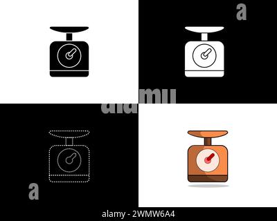 Art illustration design icon logo with silhouette concept symbol of scale Stock Vector