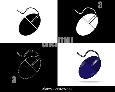 Art illustration design icon logo with silhouette concept symbol of mouse pad Stock Vector