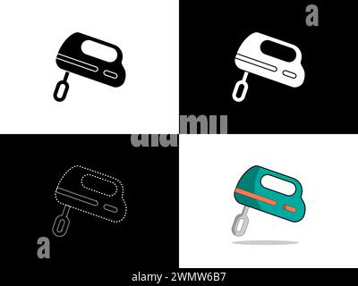 Art illustration design icon logo with silhouette concept symbol of bread mixer Stock Vector