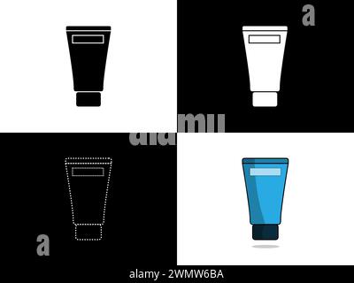 Art illustration design icon logo with silhouette concept symbol of soap bottle lotion facial wash Stock Vector