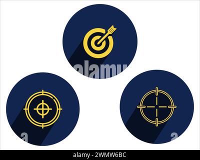 art illustration sport icon logo design concept vector silhouette logotype isolated element symbol set of target and targetting Stock Vector