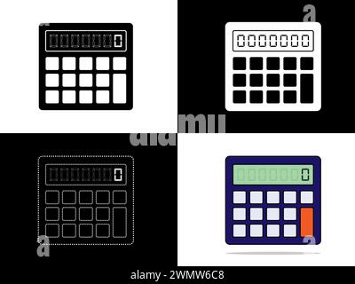 Art illustration design icon logo with silhouette concept symbol of calculator Stock Vector