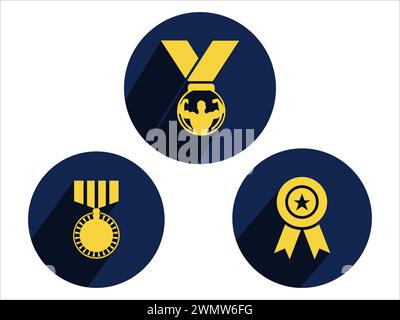art illustration sport icon logo design concept vector silhouette logotype isolated element symbol set of trophy champion Stock Vector