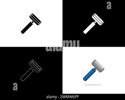 Art illustration design icon logo with silhouette concept symbol of razor Stock Vector