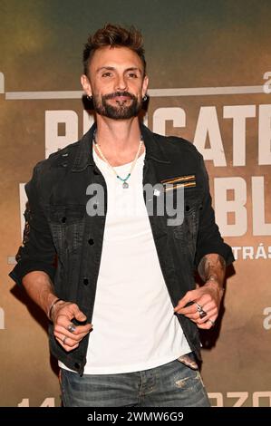Mexico City, Mexico. 27th Feb, 2024. Alex Brizuela is attending the ''Land of Bad'' red carpet at Cinemex Antara in Mexico City, Mexico, on February 27, 2024. (Photo by Carlos Tischler/Eyepix Group) Credit: NurPhoto SRL/Alamy Live News Stock Photo