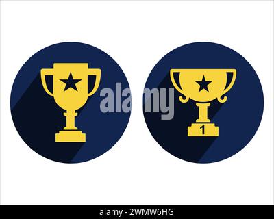 art illustration sport icon logo design concept vector silhouette logotype isolated element symbol set of trophy champion Stock Vector