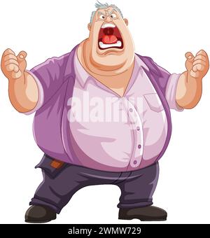 Cartoon of a man yelling in frustration Stock Vector