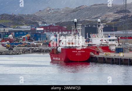Ivalo Arctica Aalborg Royal Arctic Line at Nuuk, Greenland in July Stock Photo