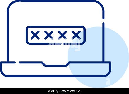Laptop and password. Protected personal account. Pixel perfect vector icon Stock Vector
