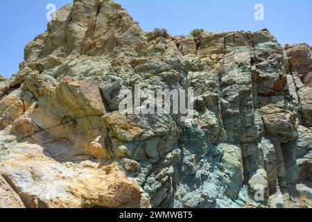 Los Azulejos - Green shimmering rocks in the volcanic landscape in El Teide National Park on the Canary Island of Tenerife, Spain Stock Photo
