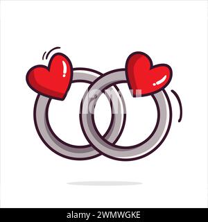 Art illustration icon logo valentine day symbol love romance february design of ring heart Stock Vector