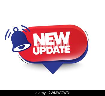 New update 3d speech bubble. Banner with bell icon and New update text. Vector Stock Vector