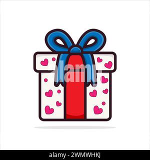 Art illustration icon logo valentine day symbol love romance february design colorful of box gift Stock Vector