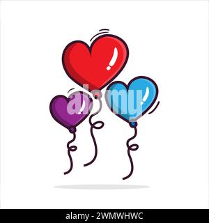 Art illustration icon logo valentine day symbol love romance february design background pattern colorful of balloon heart Stock Vector