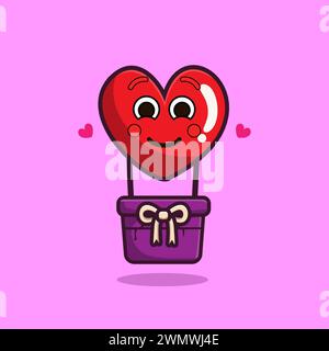 Art illustration icon logo valentine day symbol love romance february design colorful of air balloon heart Stock Vector