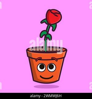 Art illustration icon logo valentine day symbol love romance february design colorful of flower pot Stock Vector