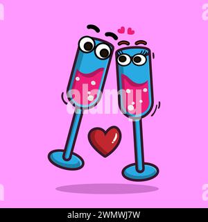 Art illustration icon logo valentine day symbol love romance february design background pattern colorful of heart glass Stock Vector