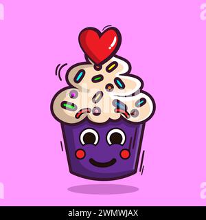 Art illustration icon logo valentine day symbol love romance february design background pattern colorful of heart cup cake Stock Vector