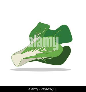 Art illustration Symbol logo botany design concept icon vegetables of green leaf mustard Stock Vector