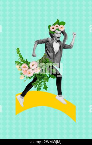 Vertical creative collage picture young headless man brainstorming mind ...