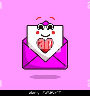 Art illustration icon logo valentine day symbol love romance february design colorful of heart envelope Stock Vector