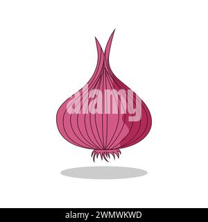 Art illustration Symbol logo botany design concept icon vegetables of onion Stock Vector