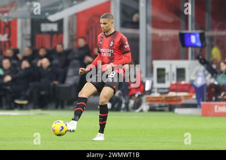 Milano Italy - February 26 2024  - Ac Milan vs  Atalanta - serie A 2023/2024 -  Malick Thiaw (28 AC Milan) Stock Photo