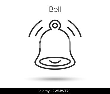 Message notification bell line icon. Notice alert sign. Alarm phone symbol. Vector Stock Vector