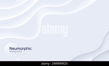 Neumorphic background with wavy layers. Minimal abstract paper 3d design template. Vector Stock Vector