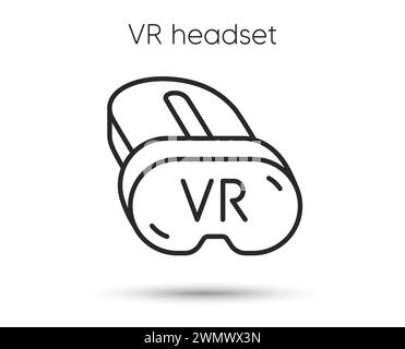 Vr headset line icon. Virtual reality device sign. Ar simulator goggles symbol. Vector Stock Vector