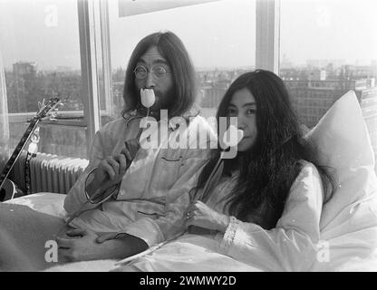 Amsterdam, Netherlands. March 25, 1969. John Lennon and his wife Yoko