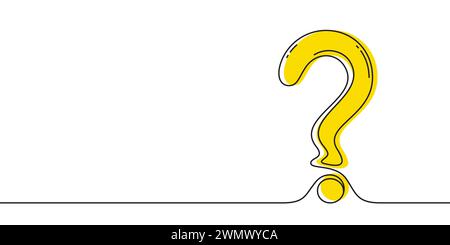 Question mark icon in sketch style. Help and quiz symbol. Continuous line faq banner. Vector Stock Vector