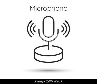 Microphone line icon. Podcast mic sign. Studio voice record. Vector Stock Vector