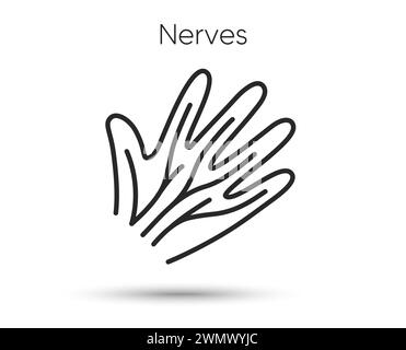 Hand nerves line icon. Varicose veins disease symbol. Health anatomy sign. Vector Stock Vector
