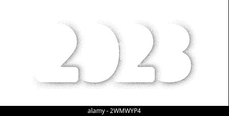 New year 2023 grain design. Noise stipple dots 2023 numbers illustration. Vector Stock Vector
