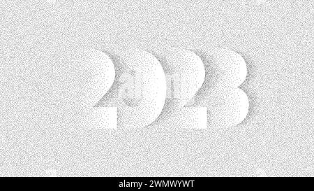 New year 2023 grain design. Noise stipple dots 2023 numbers illustration. Vector Stock Vector