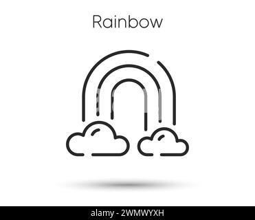 Rainbow line icon. Cloud sky with iridescent light sign. After rain rainbow symbol. Vector Stock Vector