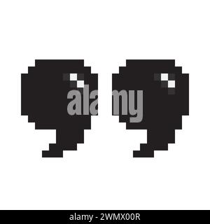 Pixel art quote marks icon. Discussion comma, news quotation and comment message. Vector Stock Vector