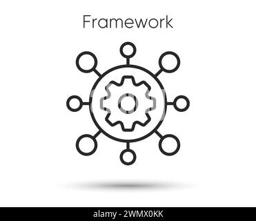 Framework line icon. Service gear sign. Execute development symbol. Vector Stock Vector