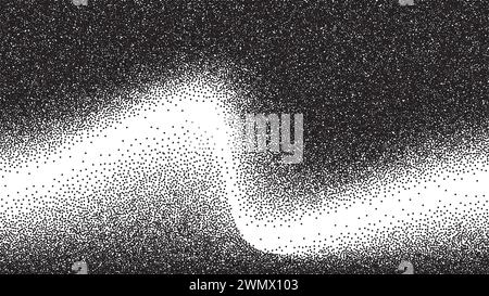 Dotwork wave pattern background. Black noise stipple dots. Dotted vector Stock Vector