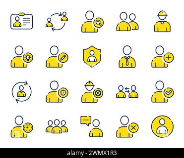 Users line icons. Profile, Group and Support. Vector Stock Vector
