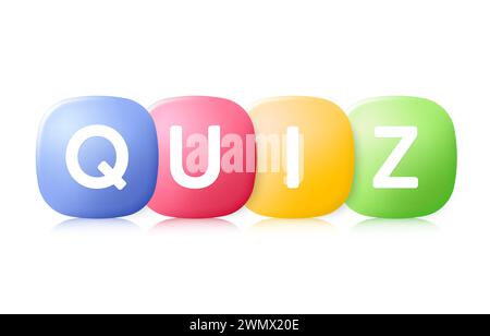 Quiz logo with color bubbles icon. Answer question competition, Examination test and Questionnaire game. Vector Stock Vector