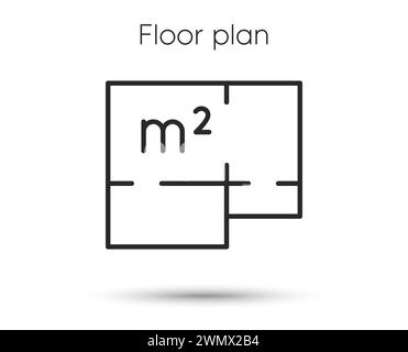 House plan line icon. House architectural floor plan sign. Square meters of living space symbol. Vector Stock Vector