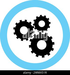 Gear Machine Icon in Flat Style. Stock Vector