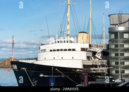 The Royal Yacht Britannia berthed at Ocean Terminal, Leith, Edinburgh, Scotland Stock Photo