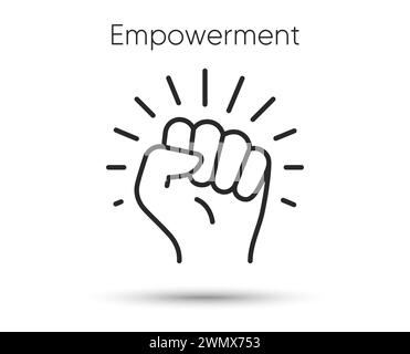 Empower line icon. Strong fist sign. Empowerment strength symbol. Vector illustration Stock Vector