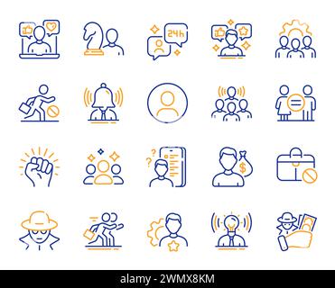 Business consulting line icons. Chess strategy, Fraud thief and Equality set. Vector Stock Vector