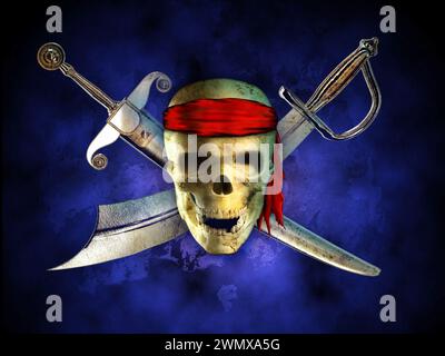 A pirate skull and crossed swords symbol Stock Photo - Alamy